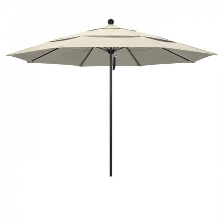CALIFORNIA UMBRELLA 11' Black Aluminum Market Patio Umbrella, Olefin Beige 194061333624